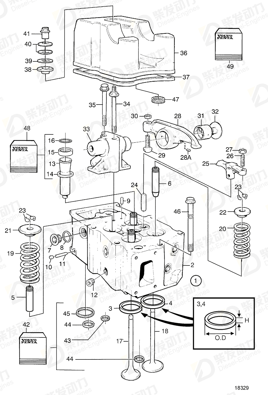 VOLVO Valve seat, exhaust 1543860 Drawing